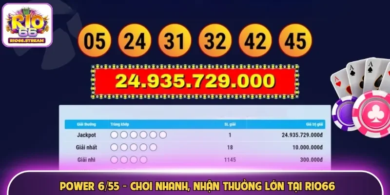 Nhận thưởng hấp dẫn khi cược Power 6/55